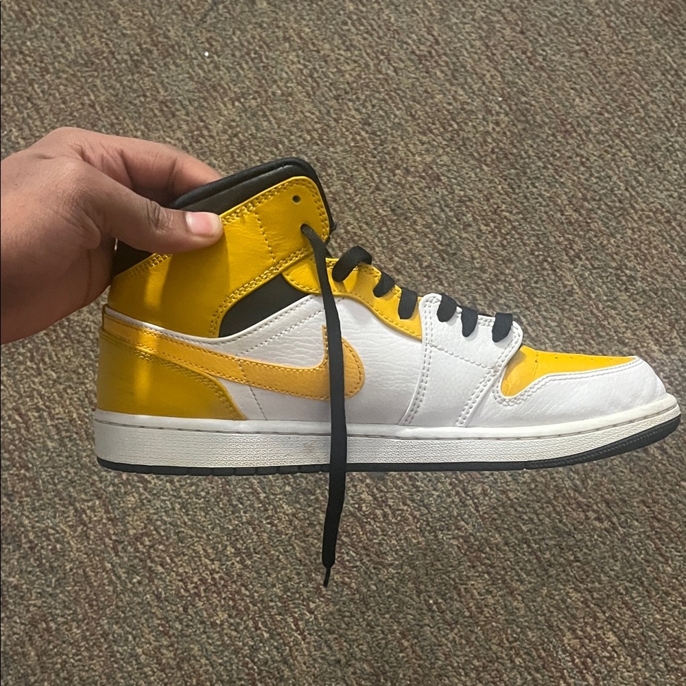 Jordan Yellow and White High-Top Sneakers